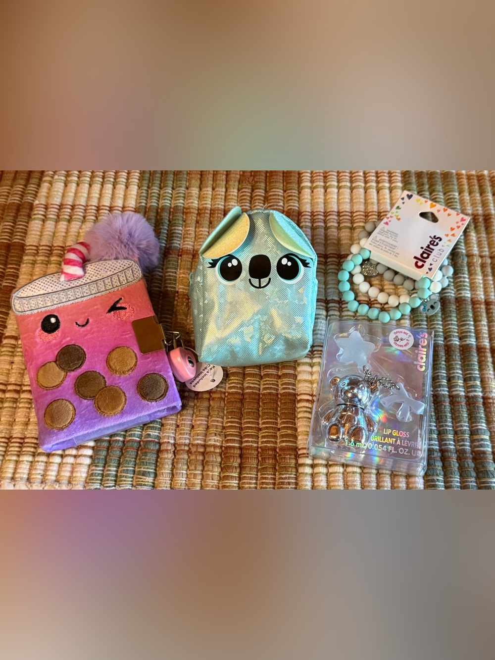 Claire's Kids Mint Blue Koala bag Charm & Mini Locking Journal Bundle.
